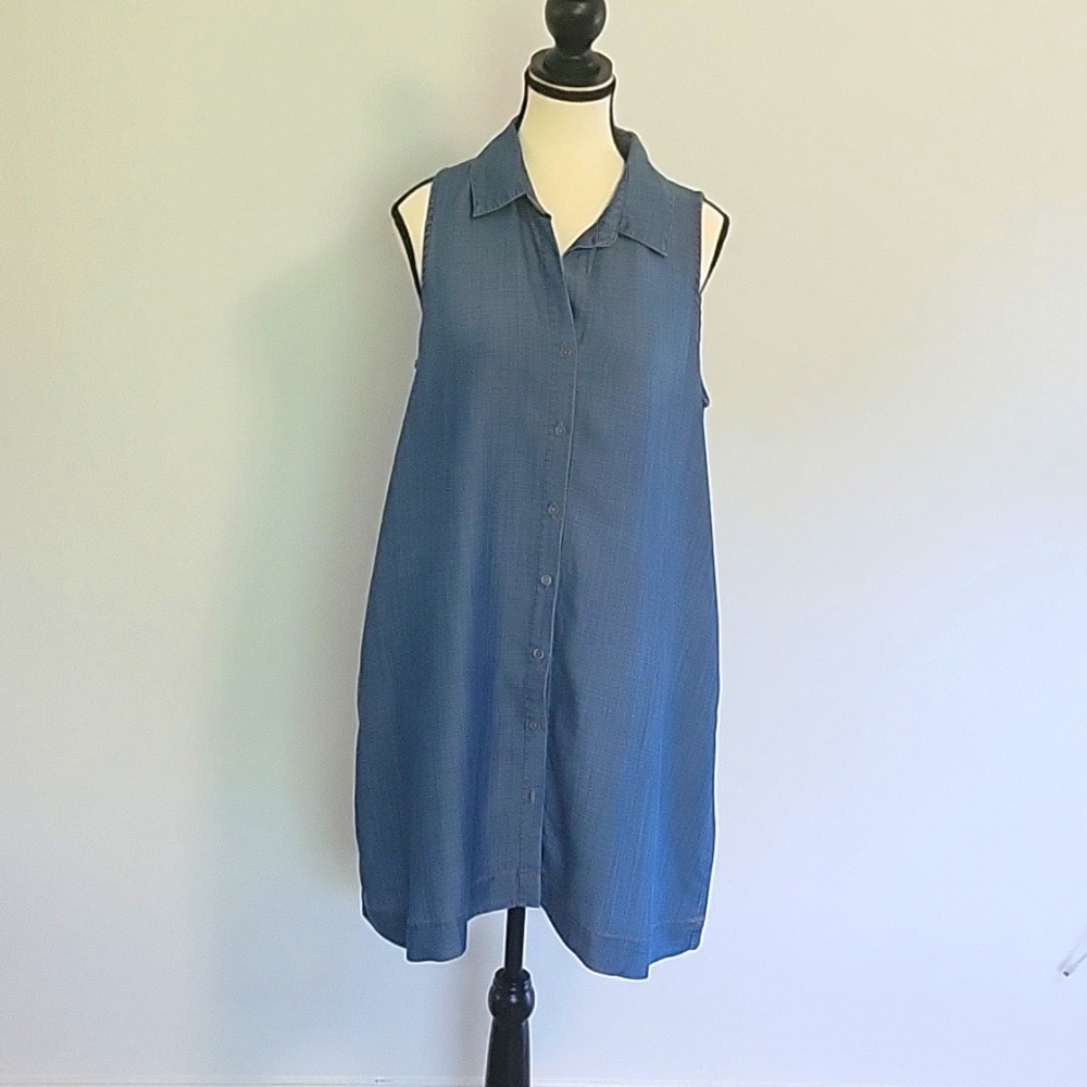Aqua button down dress